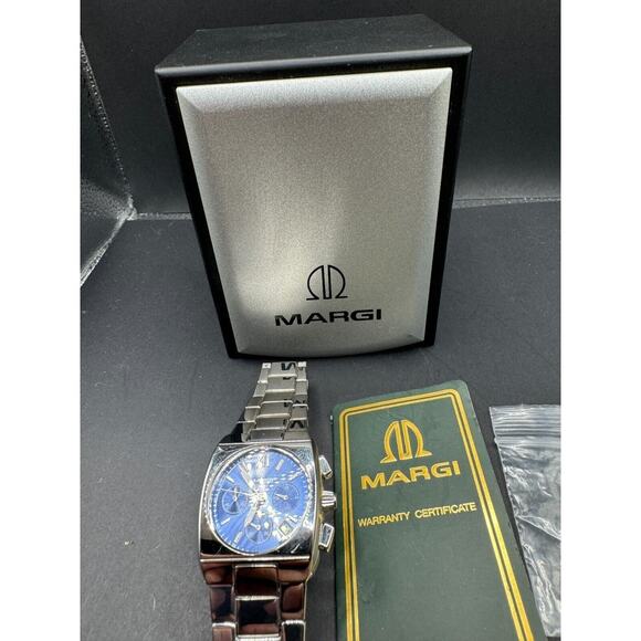 Margi Chronograph Watch Blue Dial 6241 All Stainless Steel Water Resistant 5 ATM main image 6